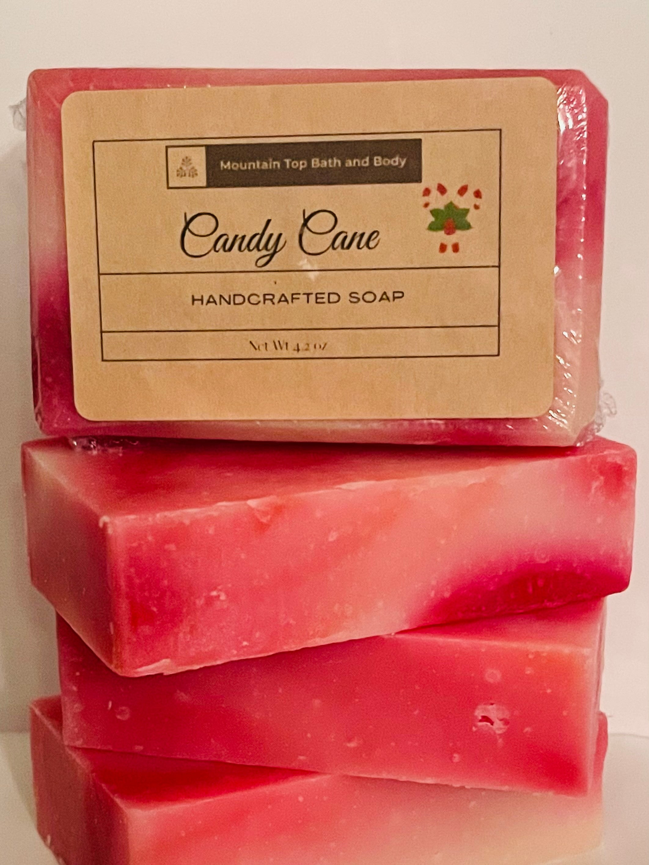 Candy Cane Peppermint Soap Holiday Skin Nourish Moisturize - Rosetta Creative Boutique